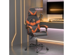 Vidaxl Cadeira Gaming Giratória Couro Artificial Preto E Laranja