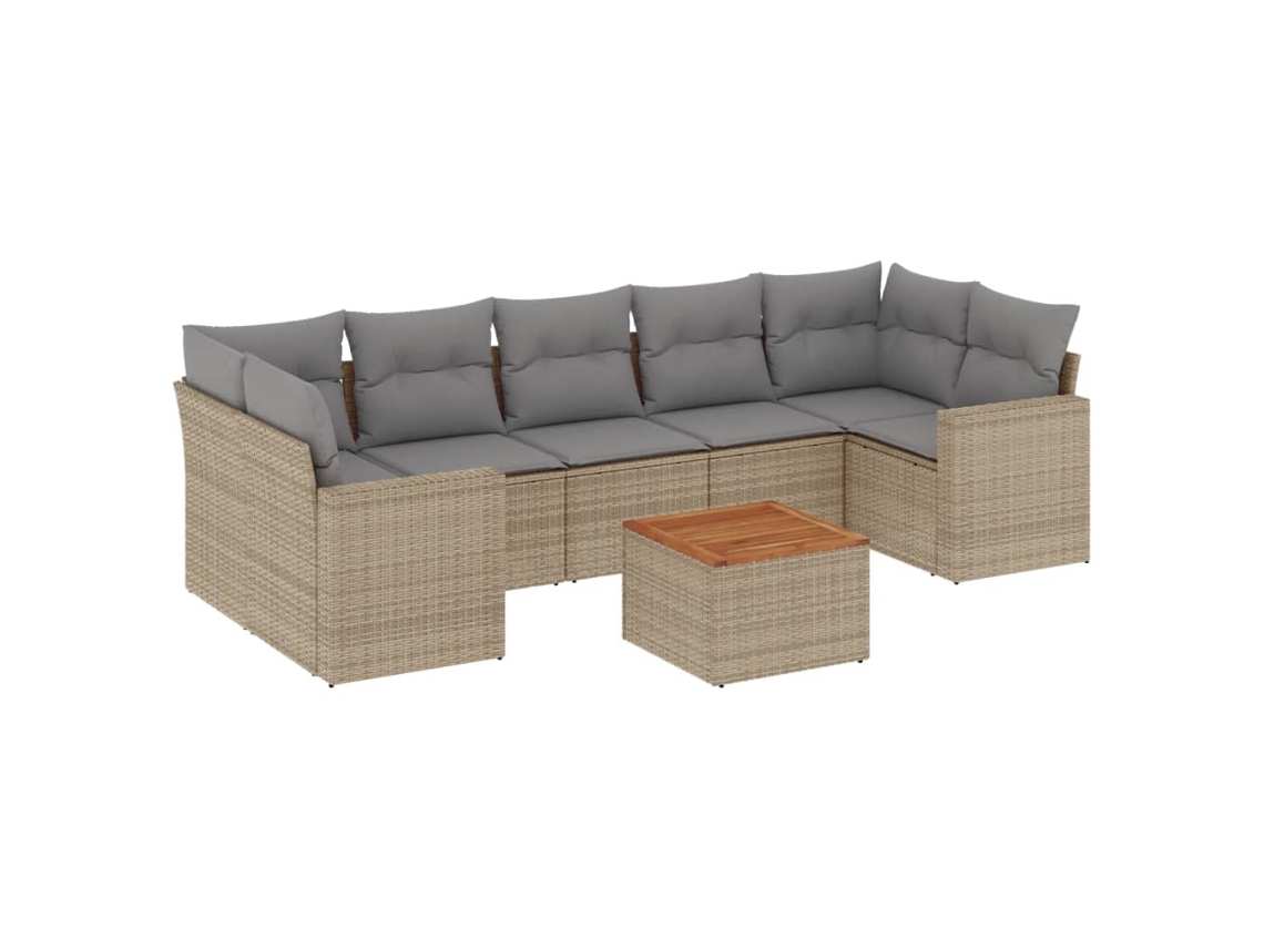 Conjunto de 8 Sofás para Jardim com Almofadões Vime Pe Bege MAISON EXCLUSIVE (8 pcs)