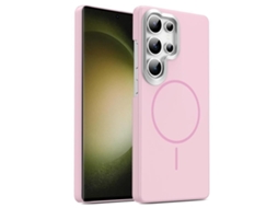Capa Para Samsung Galaxy S23 Ultra 5g Fina Circular Magsafe À Prova De Choque Dourada Em Policarbonato Rosa