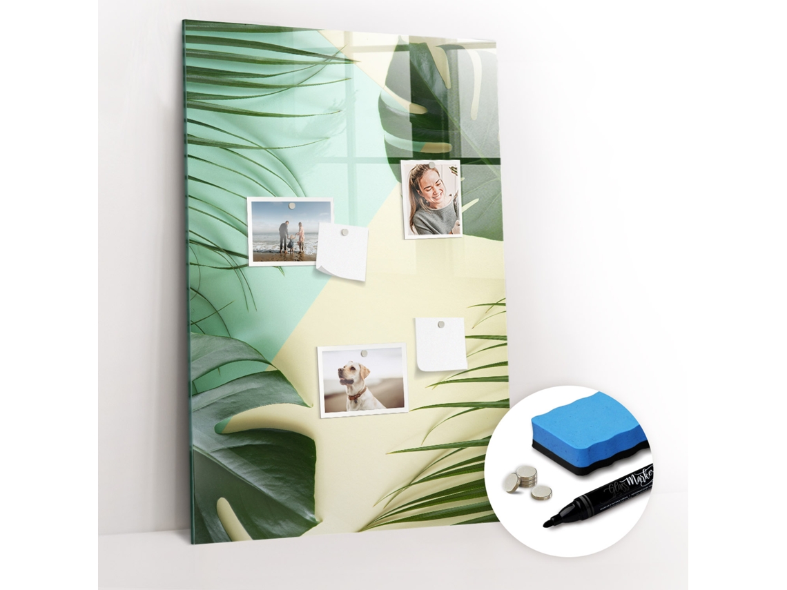 Quadro Magnético Colorido Monstera Tropical Para A Sala De Estar Espelharte (60x90 Cm)