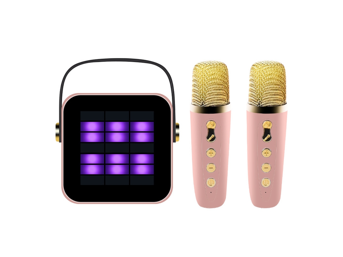 Mini Máquina De Karaokê, Caixa De Som Bluetooth Portátil Com Microfone, Processamento Digital De Luz Rgb, Rosa. Aquaforge