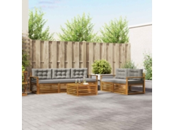 Vidaxl Conjunto De Sofás Para Exterior 6 Unid. Cinza Natural E Claro