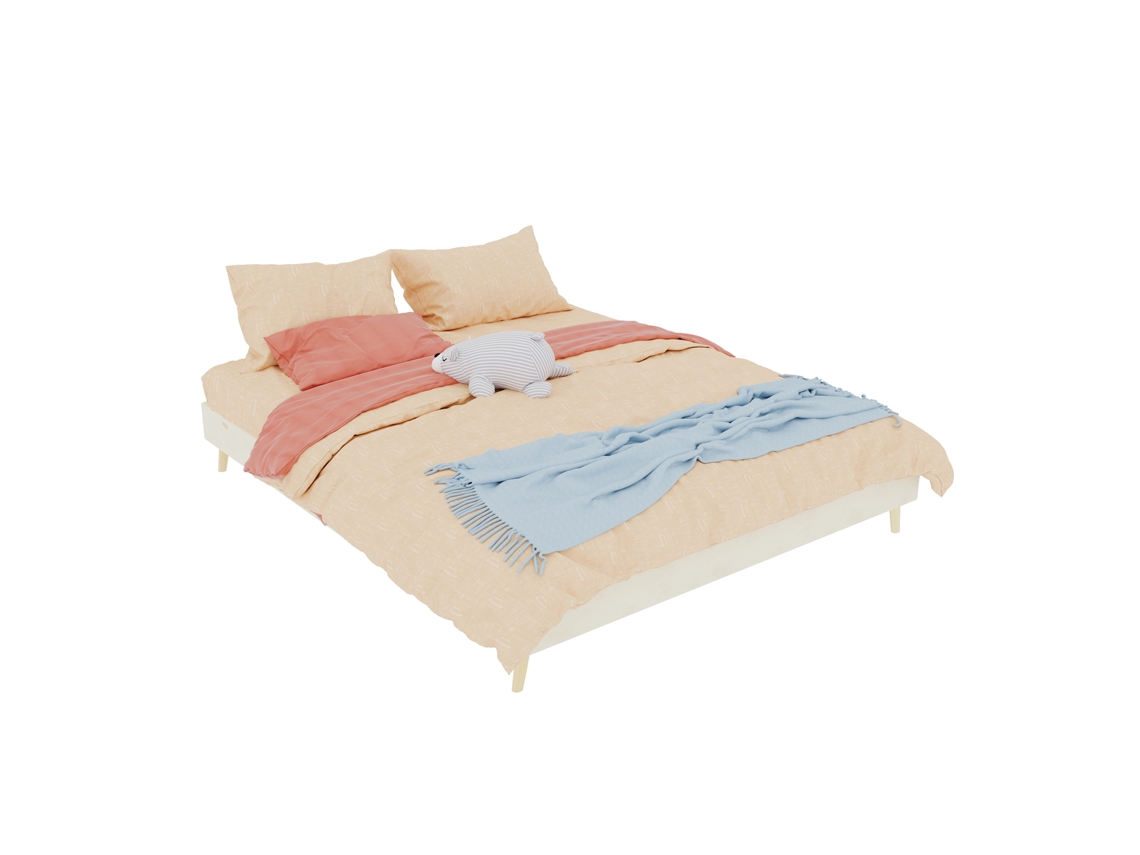 Estrutura Cama Moderna 160x200 Cm Veludo Holandês Bege, Base Baixa Contemporânea Com Cabeceira (sem Colchão)
