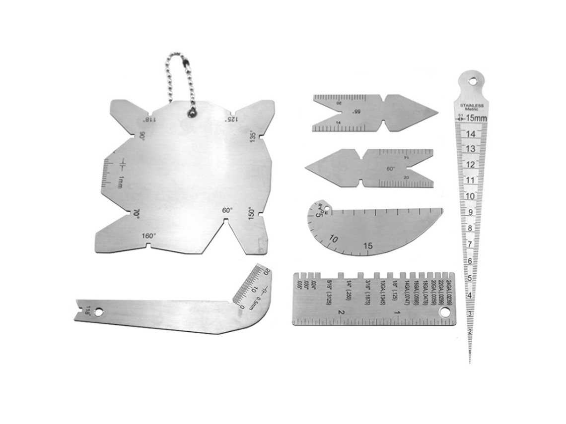 7 Peças/conjunto De Calibre De Inspeção De Soldadura Para Medir Ângulo, Altura, Largura E Profundidade De Undercut - Ferramenta De Medição
