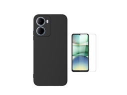 Kit Vidro Clearglass Capa Silicone Líquido Phonecare Para Xiaomi Redmi 15a 5g - Preto