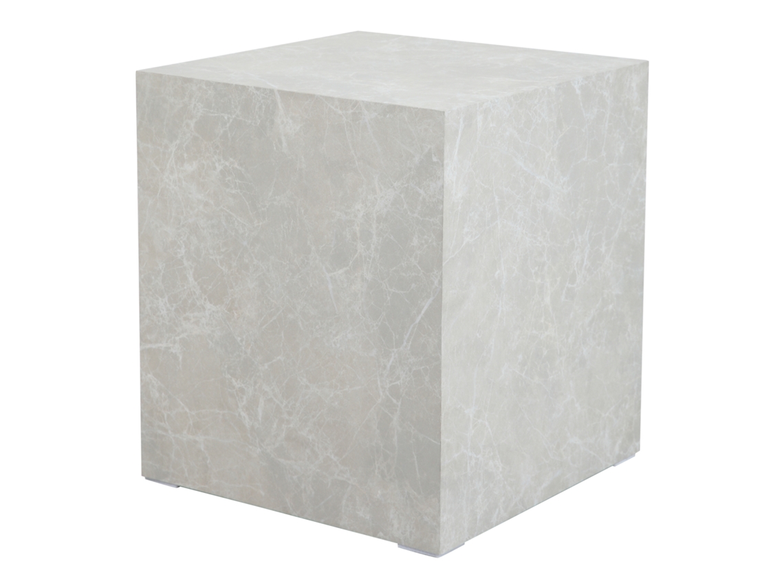 Mesa De Apoio Ellelu Cubo Mdf 45x40x40cm Aspeto Mármore Taupe [EN.CASA]