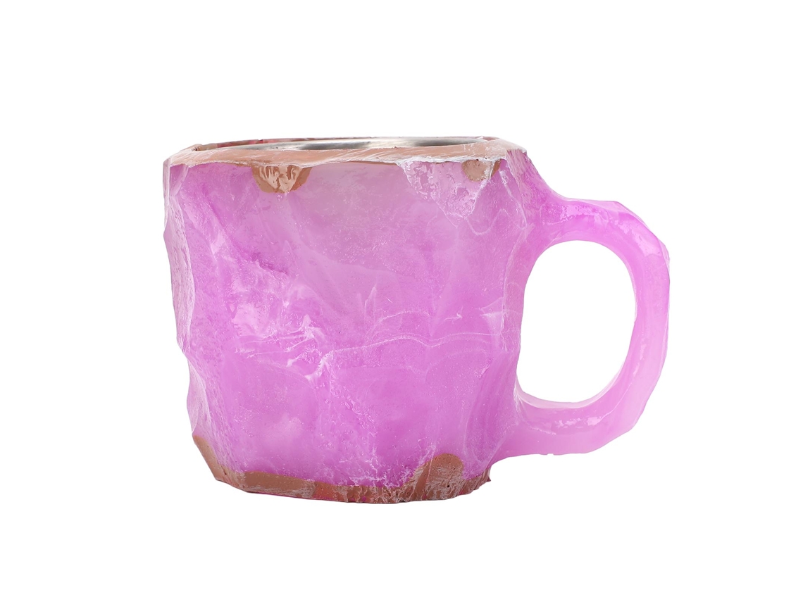 Imitation Mineral Crystal Coffee Mug 320ml Resin Luxury Decorative Coffee Mug With Stainless Steel Liner For Home Office Purple LAXISCREED