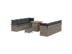 Conjunto 11 Conjunto De Sofá De Jardim Vidaxl Cinzento Vime Pe (242,5 X 62 X 85 Cm)