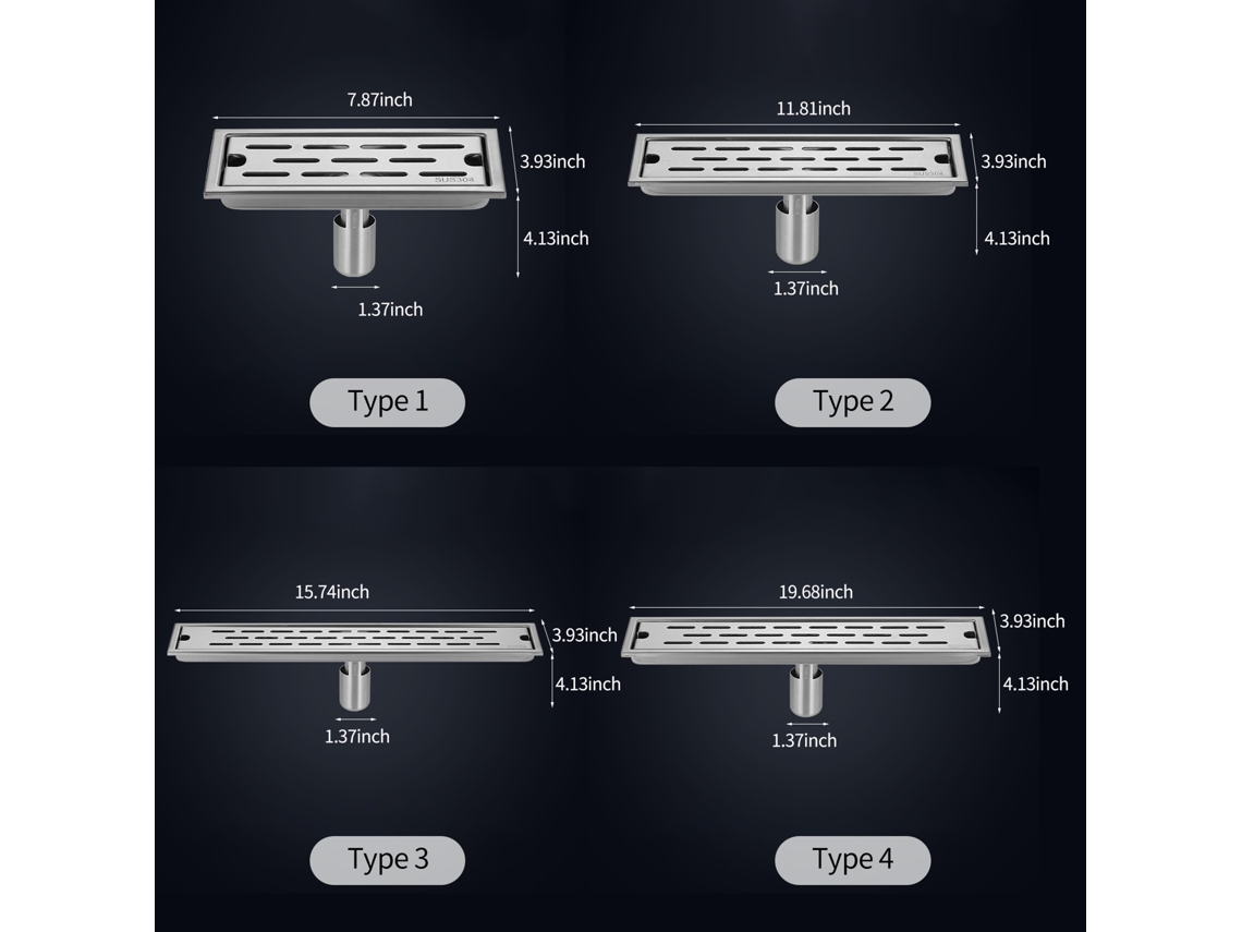 Ralo Linear Retangular 30cm para Chuveiro Anti entupimento e Odor em Aço Inoxidável 304 com Filtro Removível S/MARCA