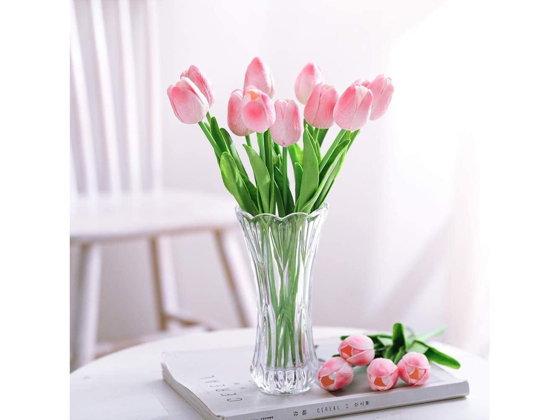 12 Tulipas Artificiais de Látex, Buquê de Noiva Artificial AQUAFORGE
