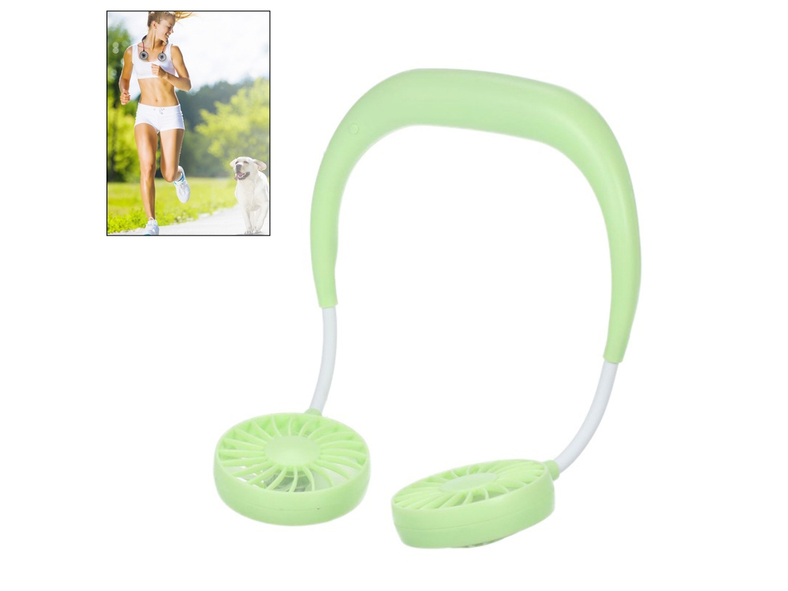 Ventilador De Pescoço Laxiscreed Recarregável E Portátil Para Atividades Físicas, Em Liquidação, Na Cor Verde
