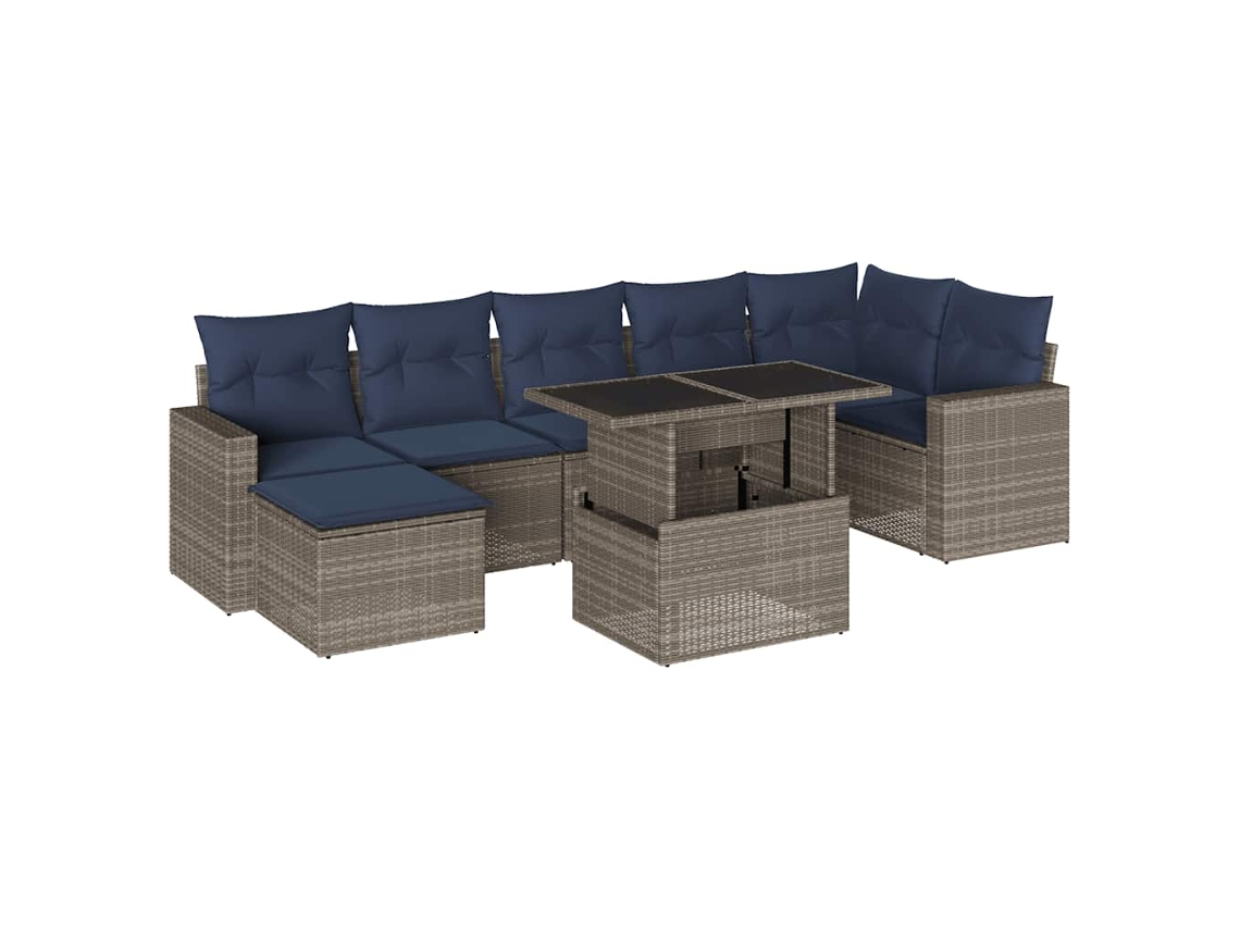 Conjunto de Sofá de Jardim, 8 Peças, Almofadas, Rattan Cinza MAISON EXCLUSIVE