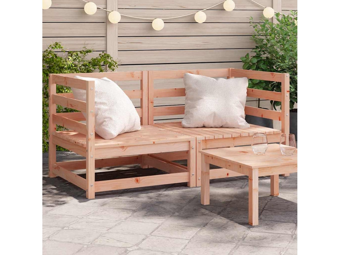 Vidaxl Sofás De Canto P/ Jardim 2 Pcs 70x70x67 Cm Douglas Maciça