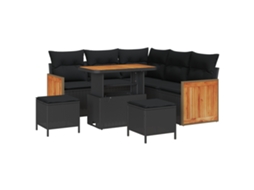 Conjunto 8 Conjunto De Sofá Moderno Vidaxl Preto Vime Pe (176 X 176 X 85 Cm)