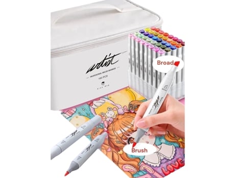 Marcador Artist by Alex Bog com 2 Pontas, 160 Cores Roymart AB 1286