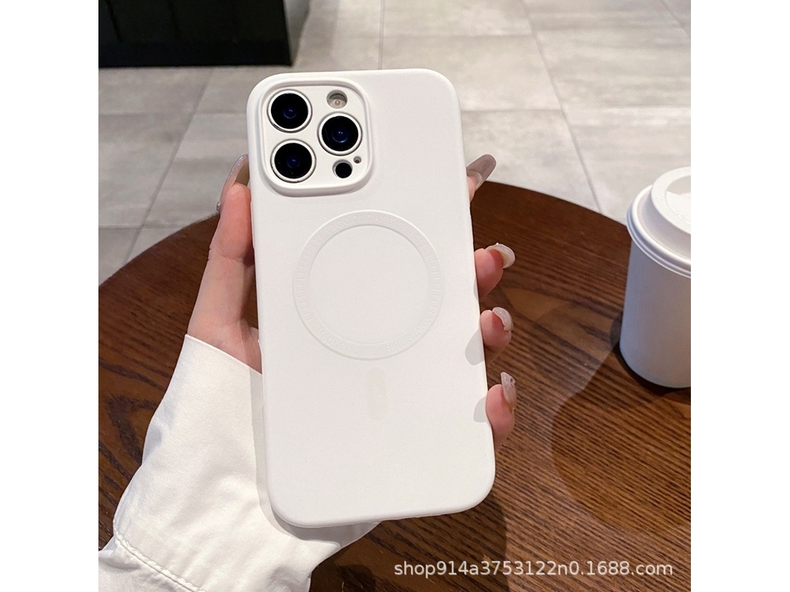 Capa Para Iphone 17 Em Silicone Magnético Branco Puro.