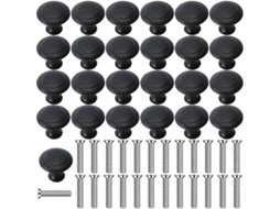 Conjunto de 16 Puxadores Pretos, Redondos, para Gavetas, com Furo | BRILVIBERA