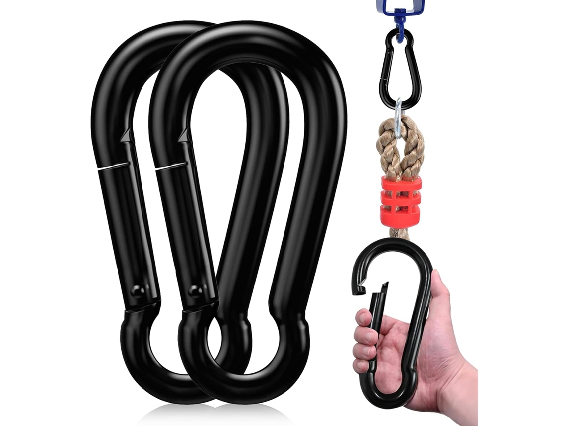 Conjunto de 2 mosquetões com trava, reforçados, capacidade de 227 kg (500