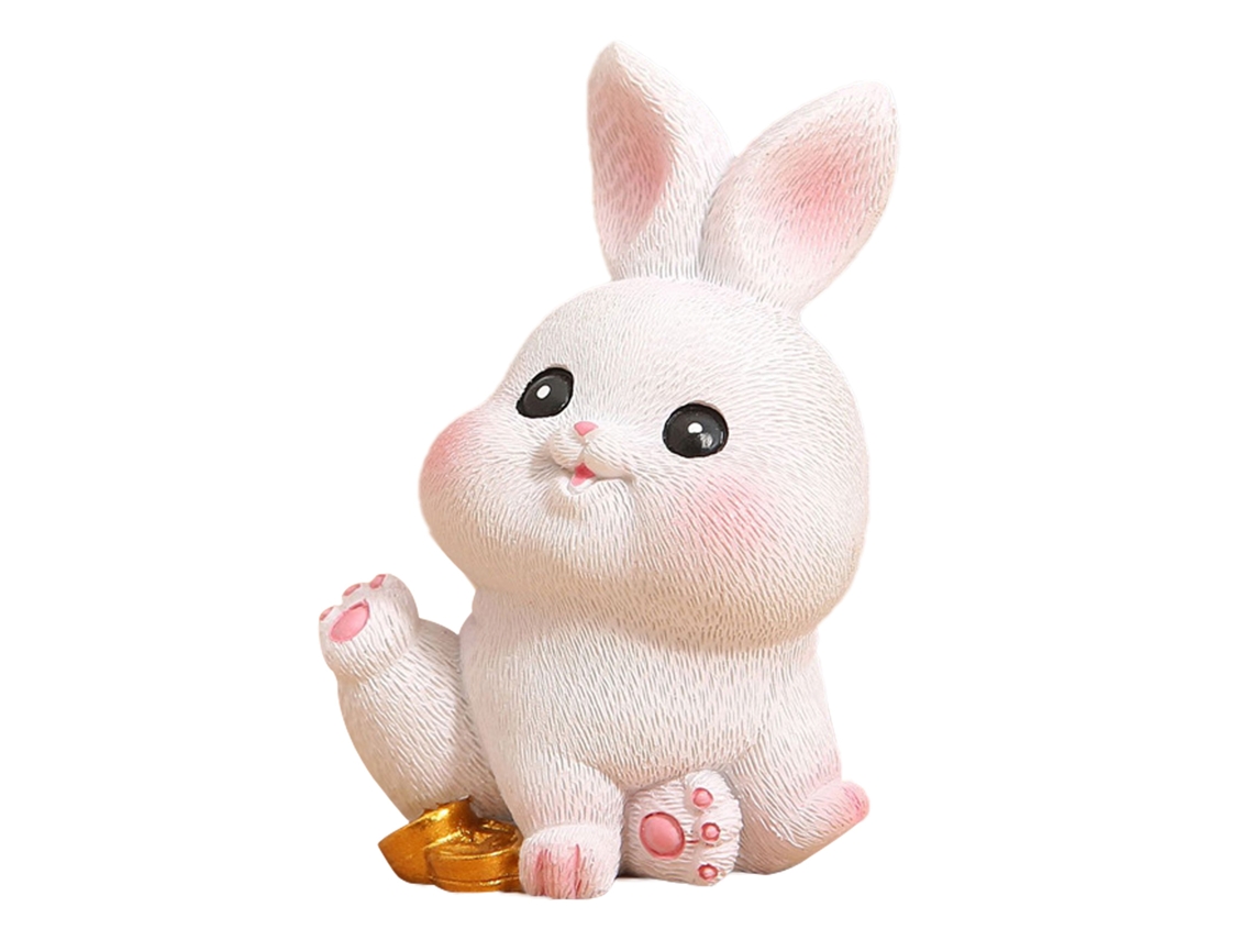 Coelho de Resina Fortune Big Ear para Decoração de Estilo B LAXISCREED