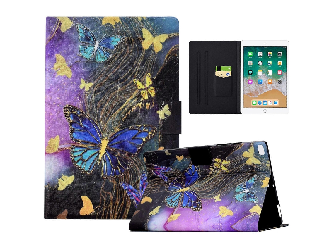 Capa Para Ipad Air , 2 E De 9,7 Polegadas (2017) (2018) Em Couro Pu Com Padrão Borboletas Douradas Suporte. Tuotuo (2013)