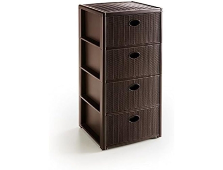 Elegance Stefanplast Cômoda 4 Gavetas Acabamento Madeira Marrom