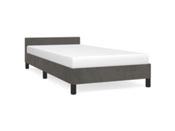Estrutura de Cama Hanko em Veludo Cinzento Escuro (100x200 cm)