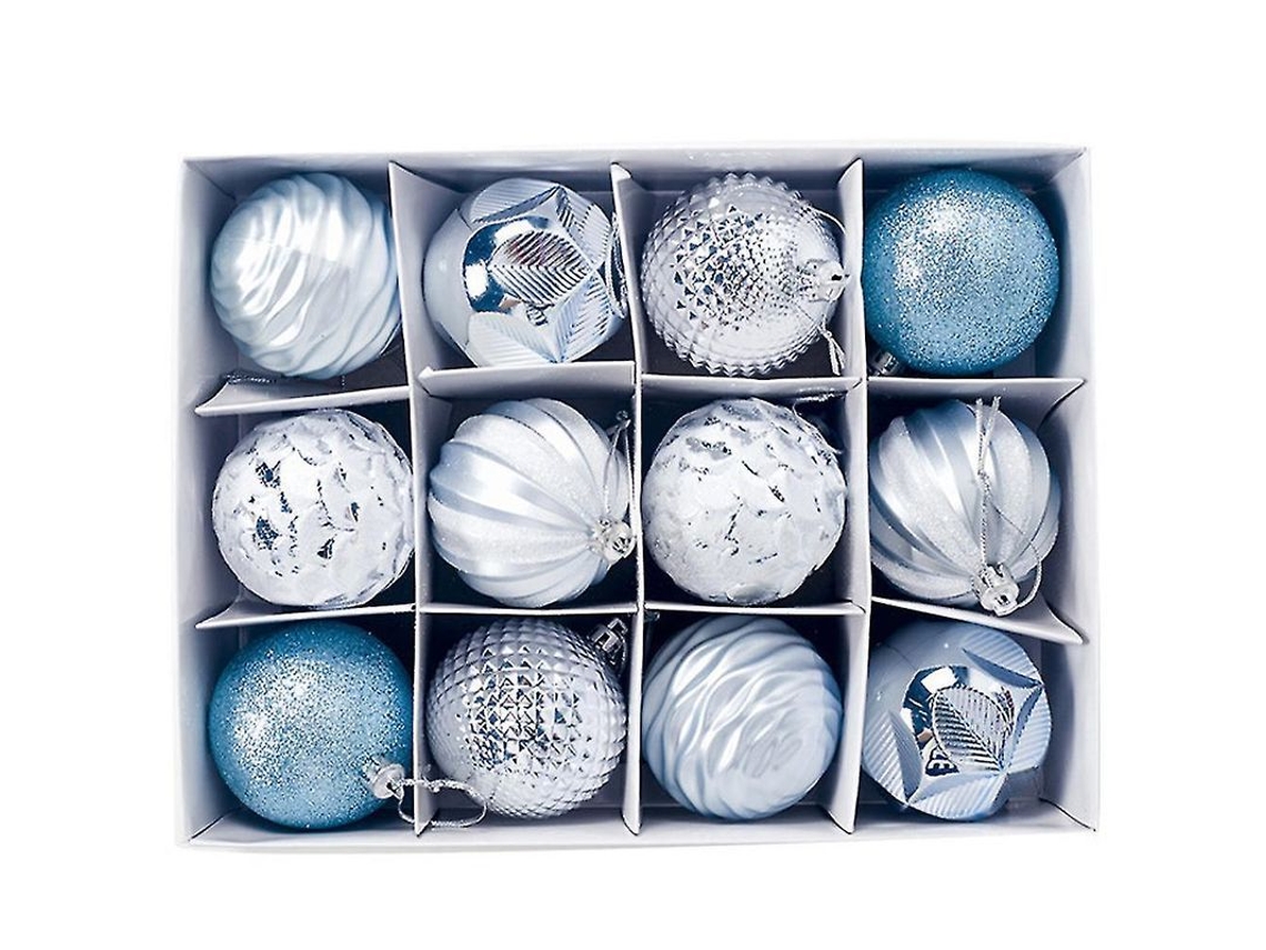 Adornos De Navidad Bola Colgante Para Árbol Decoración Hogar Fiestas Regalos Plástico Brillante Azul