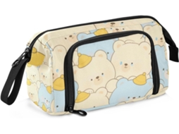 Estojo Fofo com Alça Estampa de Urso Chorando Grande Capacidade Metal 24 X 9,5 15 Cm Resistente Durável