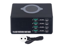 Base De Carga Sem Fio Com 8 Portas E Tela Led, Estação De Carga Usb Multifuncional, Carga Rápida Com Plugue Eu 100-240v