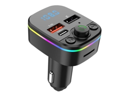 Transmissor Fm YIZHOOD C6 Hastes Retas 3.1A Dual Usb Porttype-C Handsfree Wireless Aux Audio Radio Preto