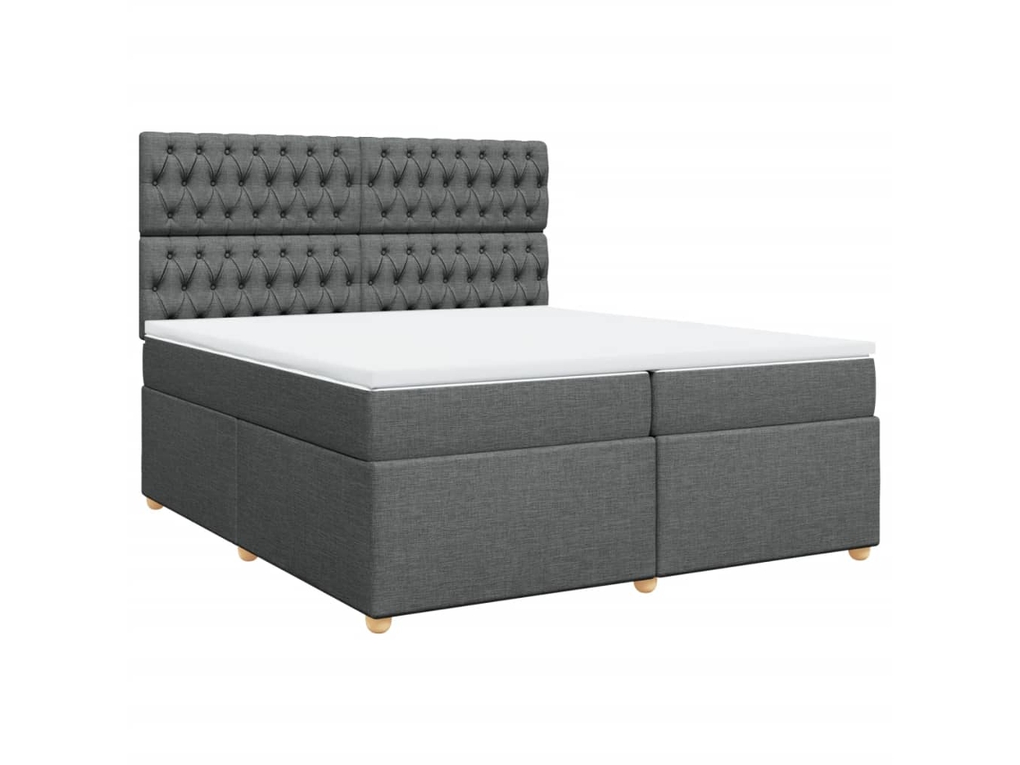 Cama com Molas/Colchão 200x200 Cm em Tecido Cinzento Escuro MAISON EXCLUSIVE