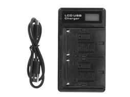 Cargador Duplo Para Baterias De Lítio Np‑f550 Com Tela Lcd E Base De Carregamento Usb