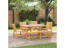 Vidaxl Conjunto De Jantar Para Jardim 6 Unid. Castanho