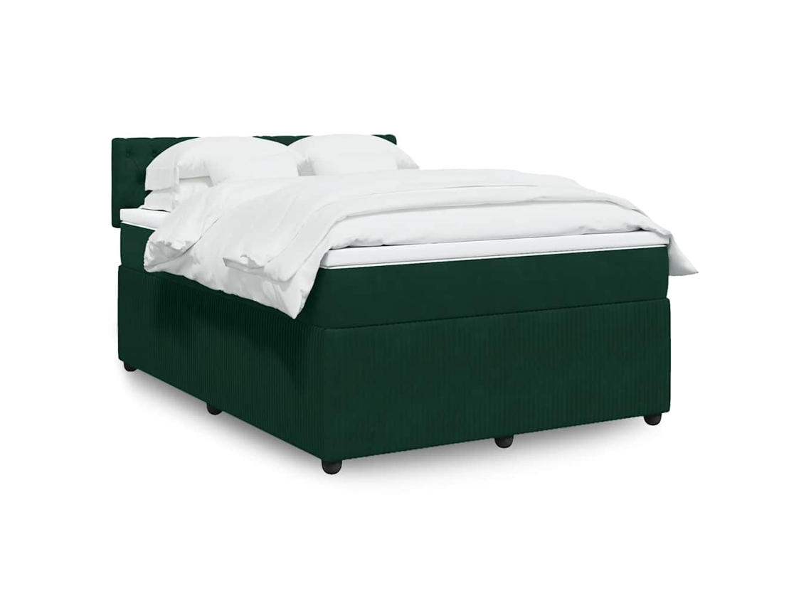 Vidaxl Cama Com Molas/colchão 160x200 Cm Veludo Verde-escuro