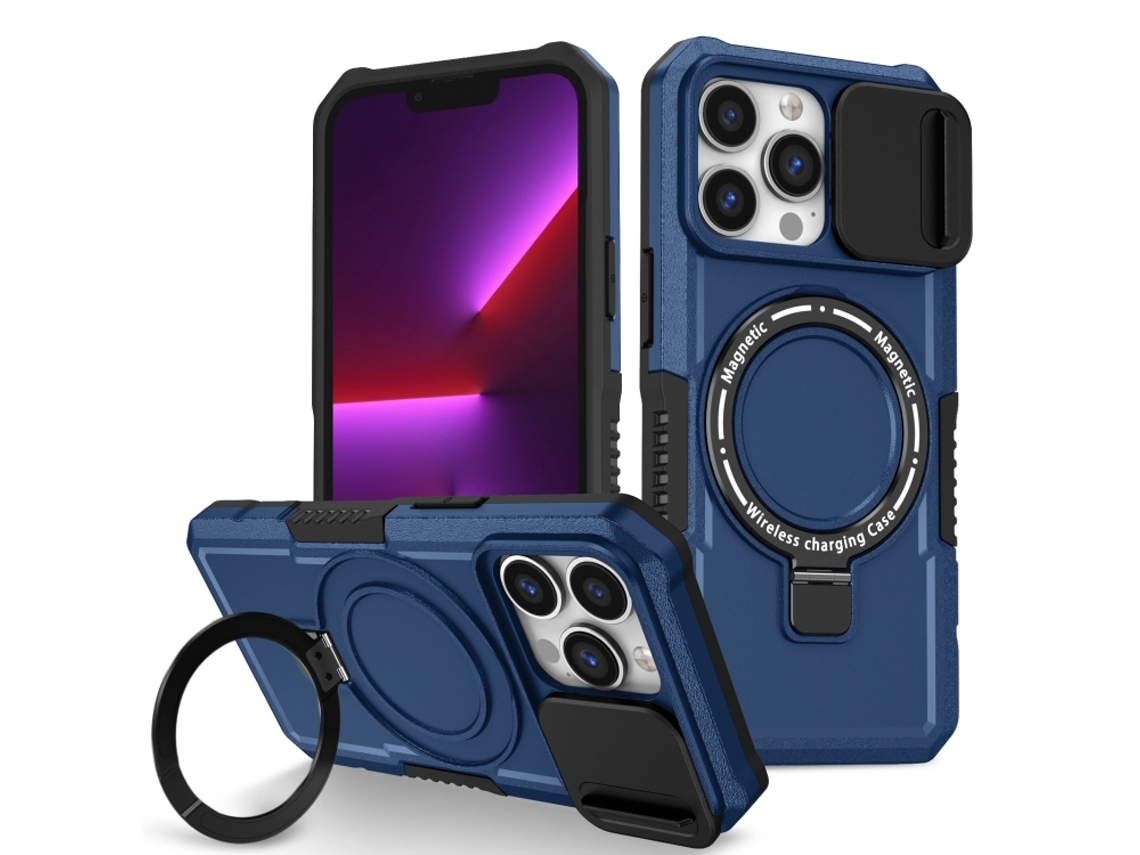 Capa Zruxe Compativel Com Iphone 13 Pro (sliding Camshield - Magsafe - Tpu Hybrid Pc - Azul Royal)