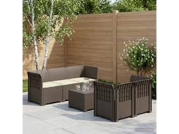 Vidaxl Sofá De Jardim De 5 Pessoas Com Almofadas Visual De Rattan Pp