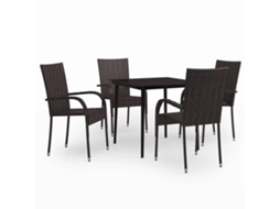 Maison Exclusive - 5 Pcs Conjunto De Jantar Para Jardim Castanho E Preto