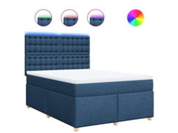 Box Spring Bed, Box Spring Beds Vidaxl Azul Tecido (140 X 190 Cm)