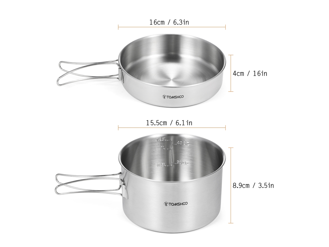 Conjunto de Cozinha de Camping Inox 2 Peças Tomshoo