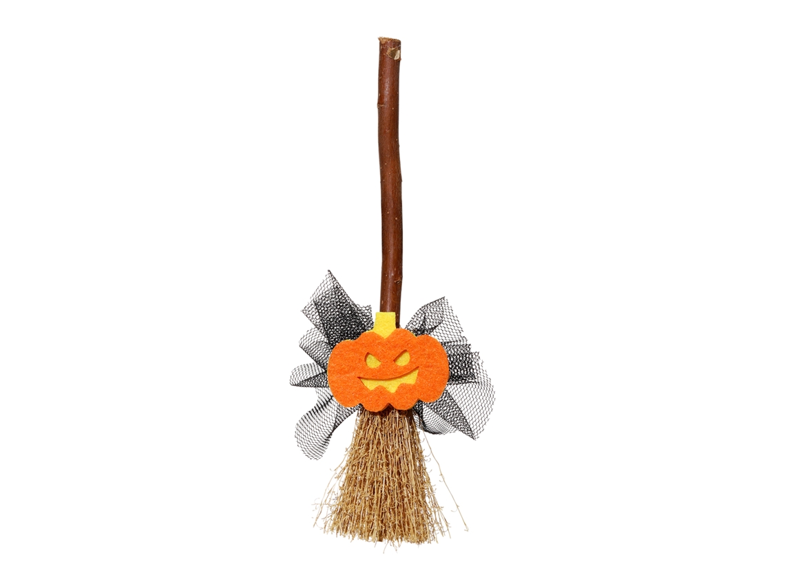 Laxiscreed Vareta De Bruxa Mini Com Abóbora Amarela Para Decoração De Halloween, 14cm