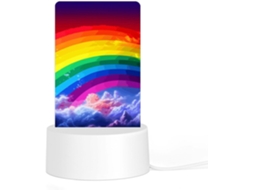 Luminária noturna acrílica com base, estampa de arco-íris, luz noturna de LED para quarto, banheiro e corredor.
