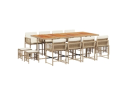 Conjunto de Jantar 13 Pcs para Jardim com Almofadões Vime Pe Bege MAISON EXCLUSIVE (13 pcs)
