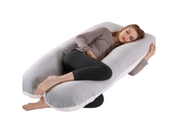 Almofada para Grávidas, Travesseiro de Apoio para Gestantes, Alívio Dor no Corpo Durante a Gravidez SPQMENT (130x70cm cinza e Branco)