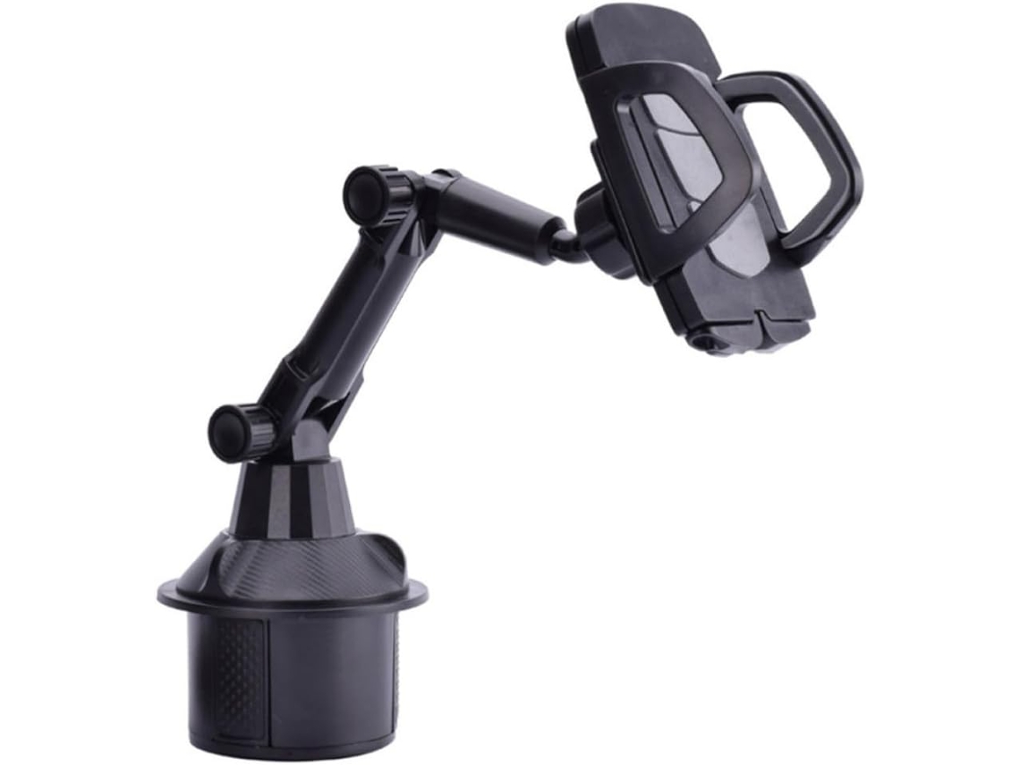 Suporte Ajustável Para Celular Em Plástico Preto Para Carro, Com Encaixe Para Copo.