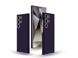 Para Samsung S24 Ultra Capa Curva De Couro Lisa Resistente A Quedas Para Negócios Em Cor Sólida - Cinza Titânio - Roxo Cortina Titânio