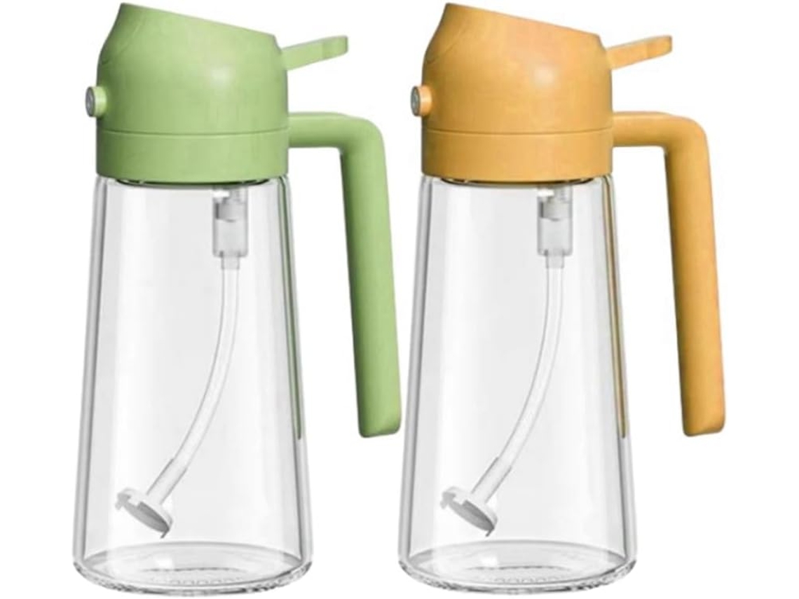 Dispensador E Pulverizador De Óleo 2 Em 1, Frasco De Vidro De Aproximadamente 473 Ml Para Gokoco (16 Onças)