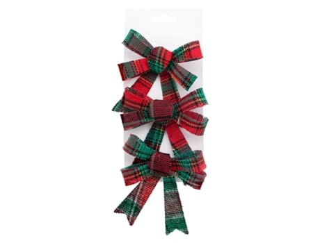 Decoração de nó tartan 10X12Cm X3 FEERIC LIGHTS & CHRISTMAS