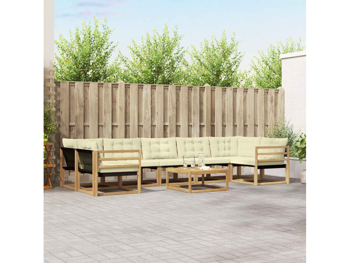 Vidaxl Conjunto De Sofás Para Exterior 8 Pcs Branco E Creme