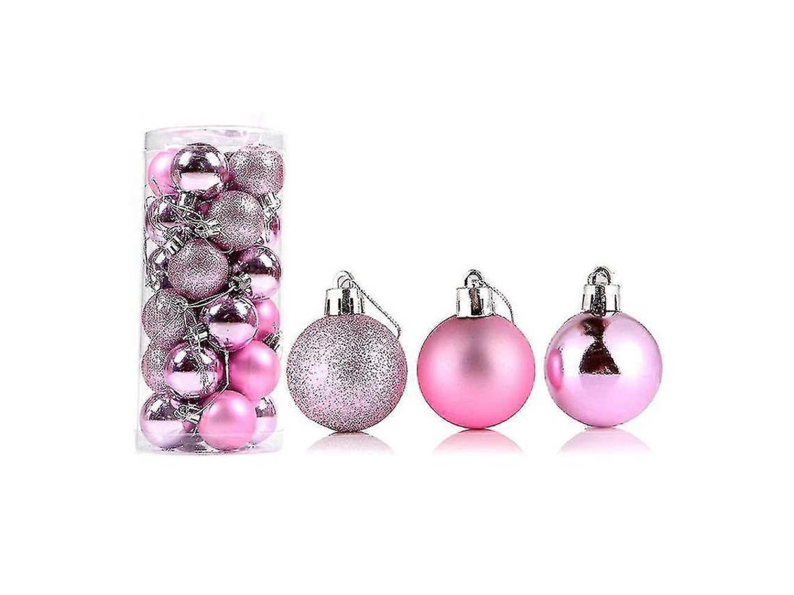 24 Bola De Natal Delicada Reutilizável De Alto Brilho Pingente Decorativo Para Árvore De Natal E Casa 6 Cm Rosa Vermelha
