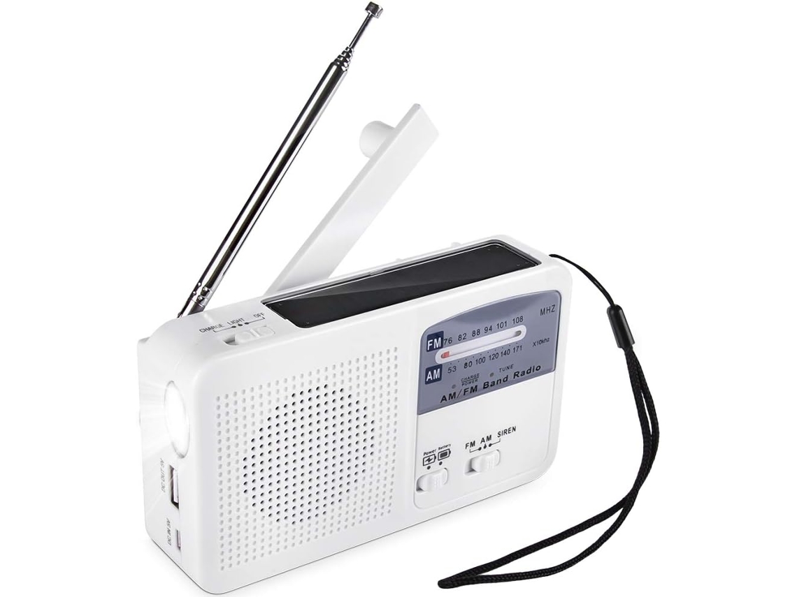Rádio Multifuncional AQUAFORGE com Manivela, Iluminação e Proteção contra Desastres, Verde Militar